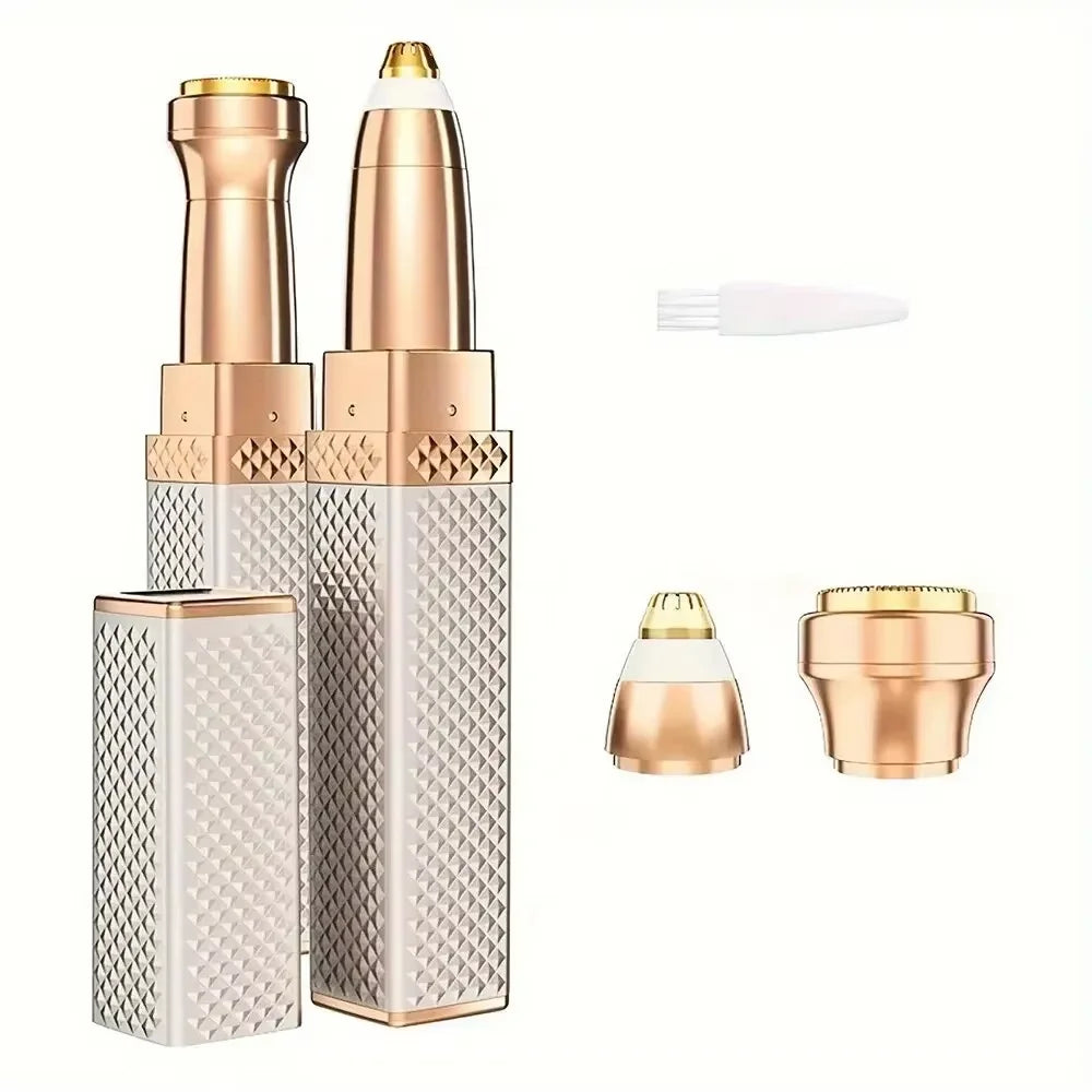 2-in-1 Electric Eyebrow Trimmer & Hair Shaver with LED Light Electric Hair Trimmer QXL Champagne Gold