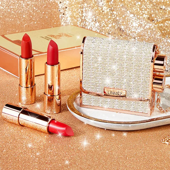 Matte Lipstick Set 3 Colours | Waterproof Long-Lasting + Chain Bag Matte Lipstick Set QXL