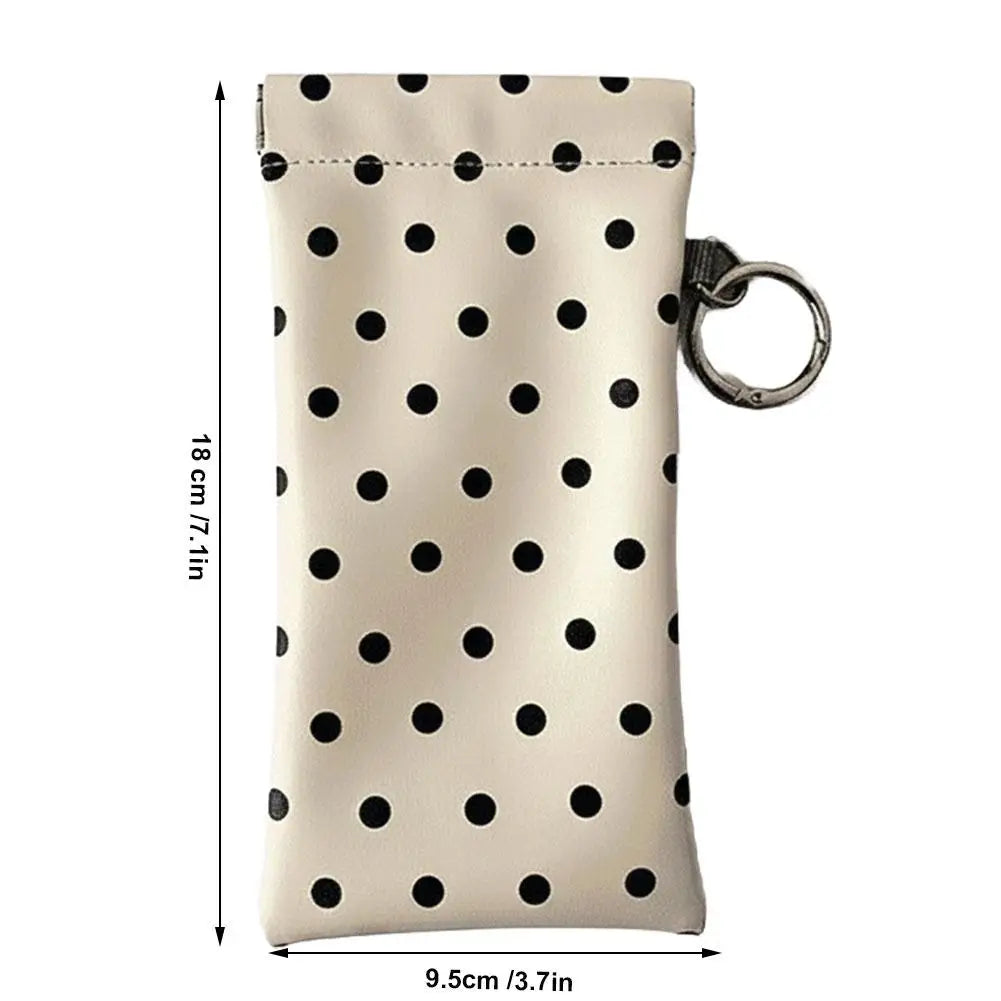 Polka Dot Glasses Pouch with Keychain | Scratch-Resistant Case Eyeglass Pouch Case QXL