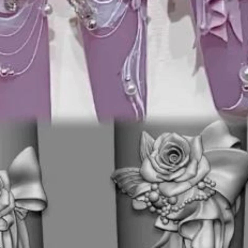 3D Resin Nail Art Mold – Rose, Bow & Floral Charm Templates Nail Art Mold QXL