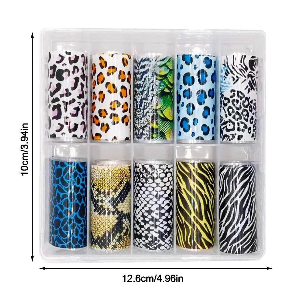 Nail Foil Stickers – Starry Sky, Leopard & Stripe Sequin Art Nail Foil Stickers QXL
