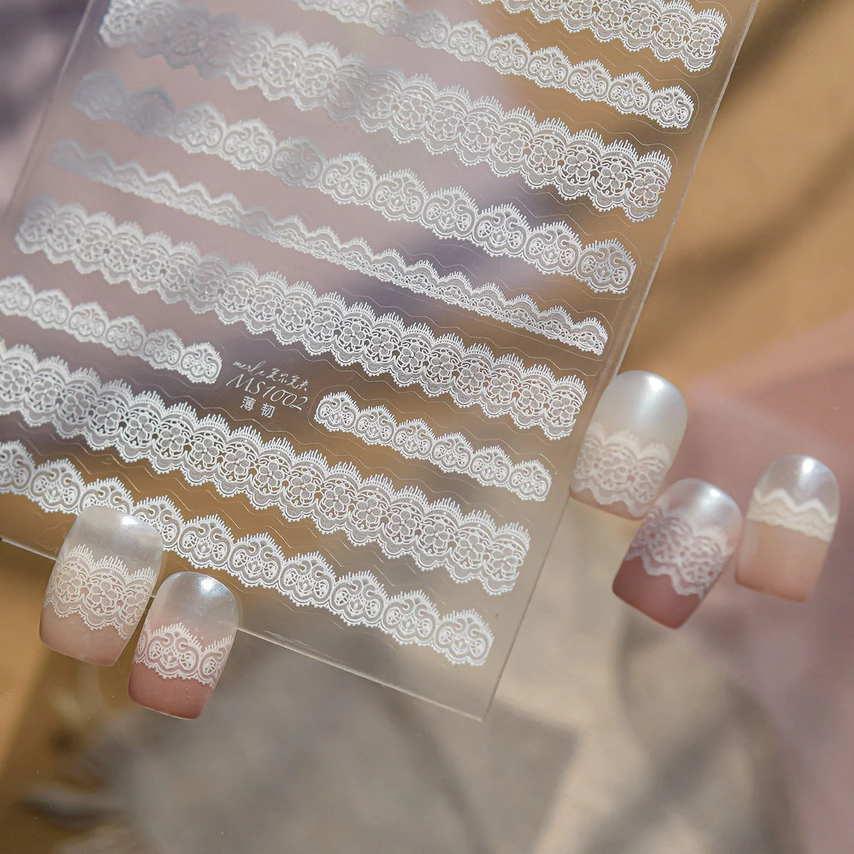 5D White Lace Nail Stickers | Vintage French Hollow Decals Nail Art Stickers QXL