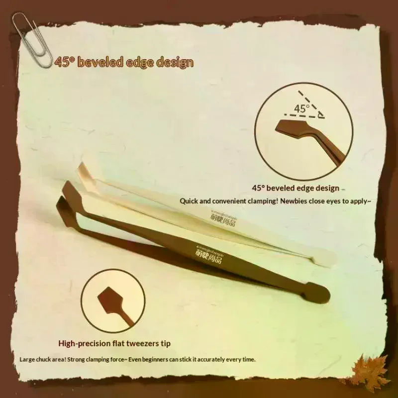 Curved Anti-Stick Eyelash Tweezers | 45° Stainless Steel Eyelash Tweezers QXL