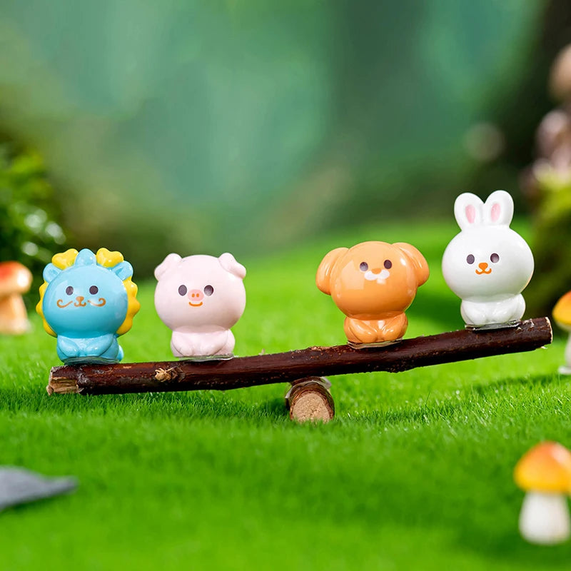 Miniature Chinese Zodiac Figurines | Resin Garden & Desk Décor Miniature Figurine Set QXL