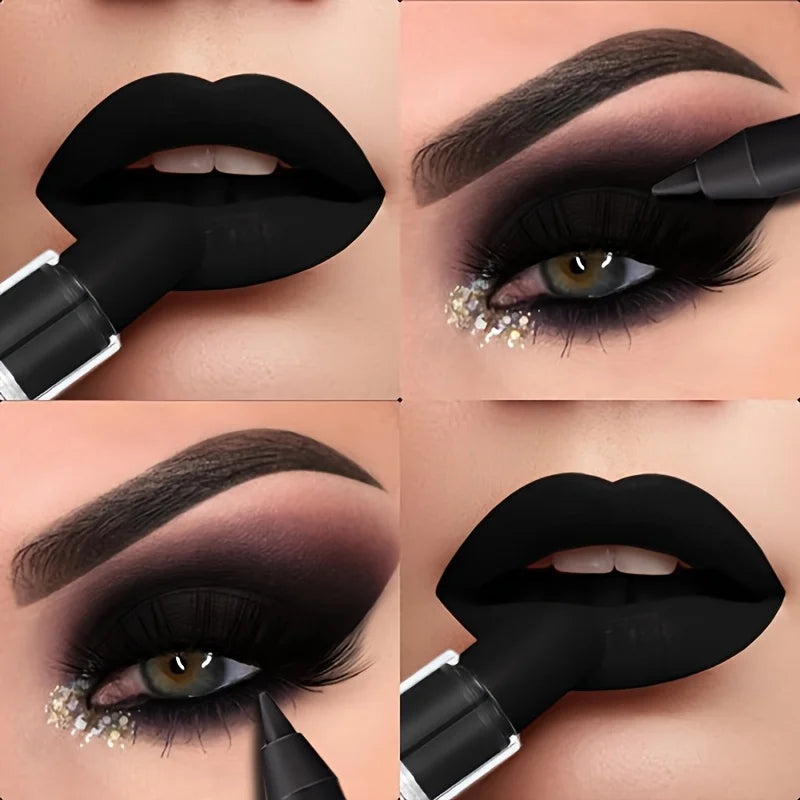 Dark Punk 3-Piece Makeup Set | Matte Black Lipstick & Eyeliner Makeup Set QXL