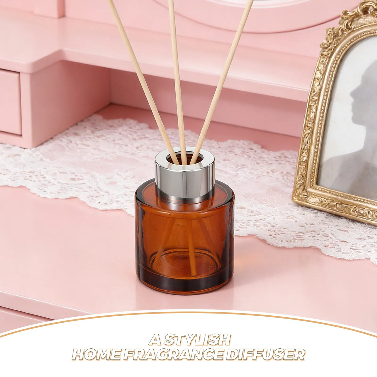 2-Pack 50ml Refillable Glass Aromatherapy Diffuser Bottles Glass Diffuser Bottle QXL