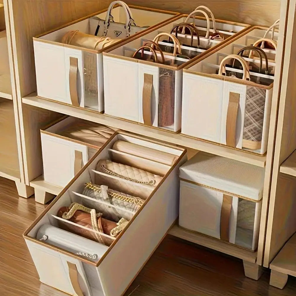 5-Grid Dustproof Handbag & Purse Storage Organizer Box Closet Bag Organizer QXL