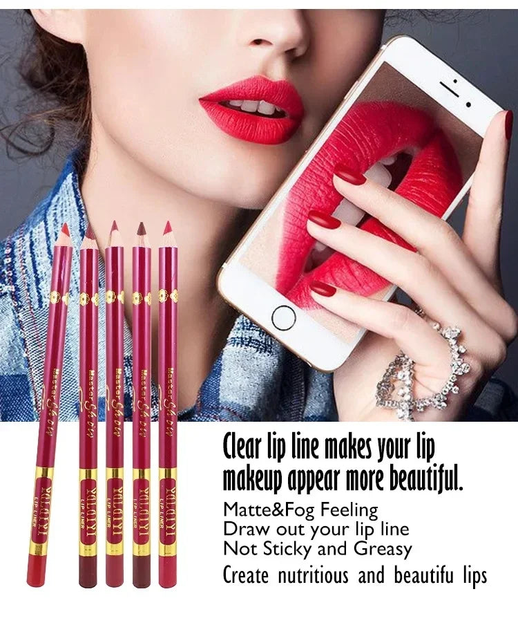 12-Color Waterproof Lip Liner Set | Matte Foggy Shades Lip Liner Set QXL