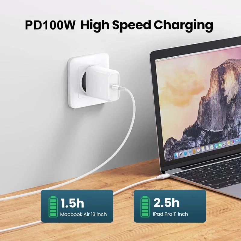 100W USB-C to USB-C Fast Charging Cable 1M/2M | PD 5A USB-C Charging Cable QXL