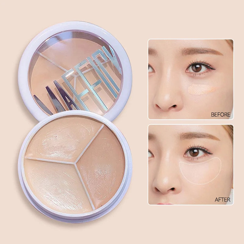 MAFFICK 3-Color Concealer Palette + Free Brush | All Skin Types Cream Concealer Palette QXL