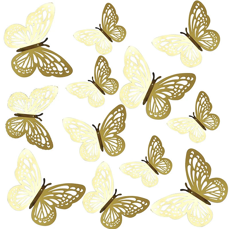 12-Pack Rose Gold Butterfly Birthday Cake Toppers | Party Decor Cake Toppers QXL