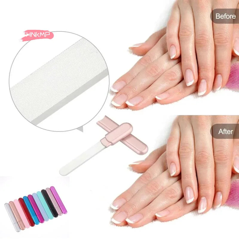 Crystal Glass Nail File with Case | Salon-Quality Buffer Glass Nail File QXL