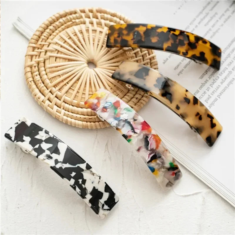 Acetate Spring Hair Clip | Tortoiseshell Geometric Barrette Hair Clip Barrette QXL