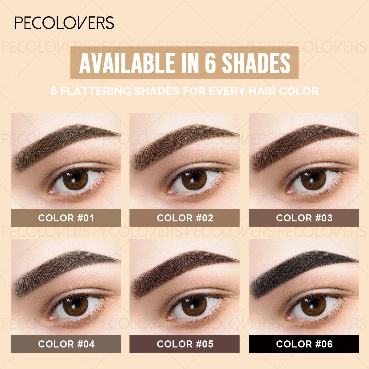 PECOLOVERS 4-Fork Liquid Eyebrow Pencil – Waterproof & Natural Liquid Eyebrow Pencil QXL