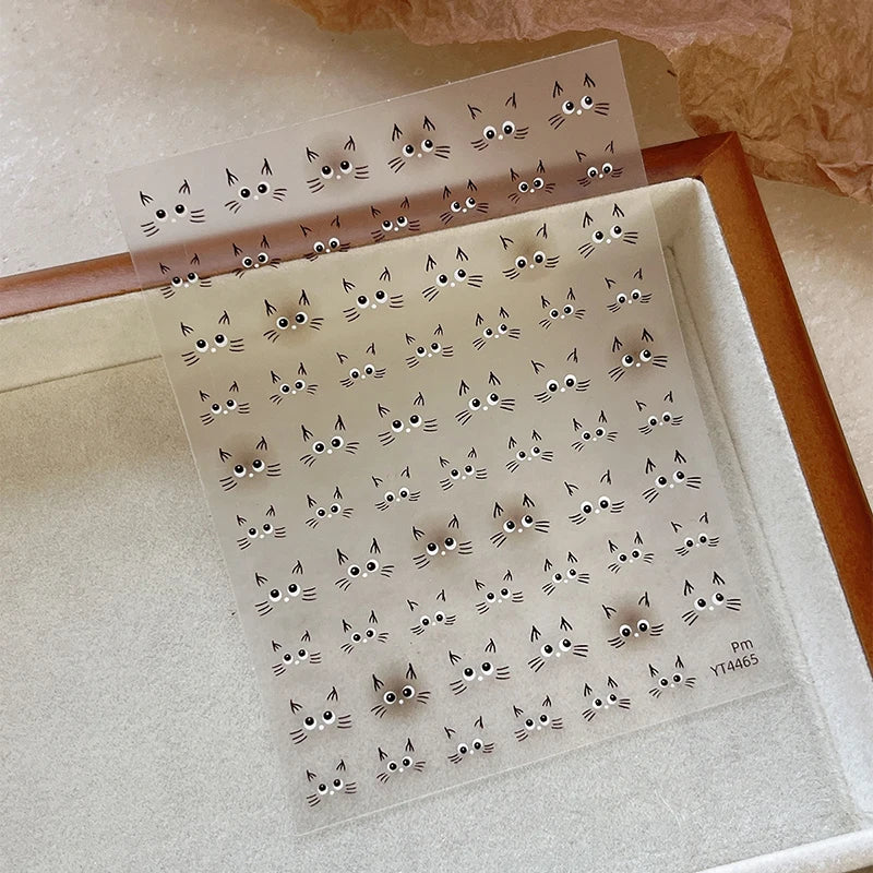 Kawaii Cat 5D Nail Stickers | Korean Style DIY Decals Nail Art Stickers QXL
