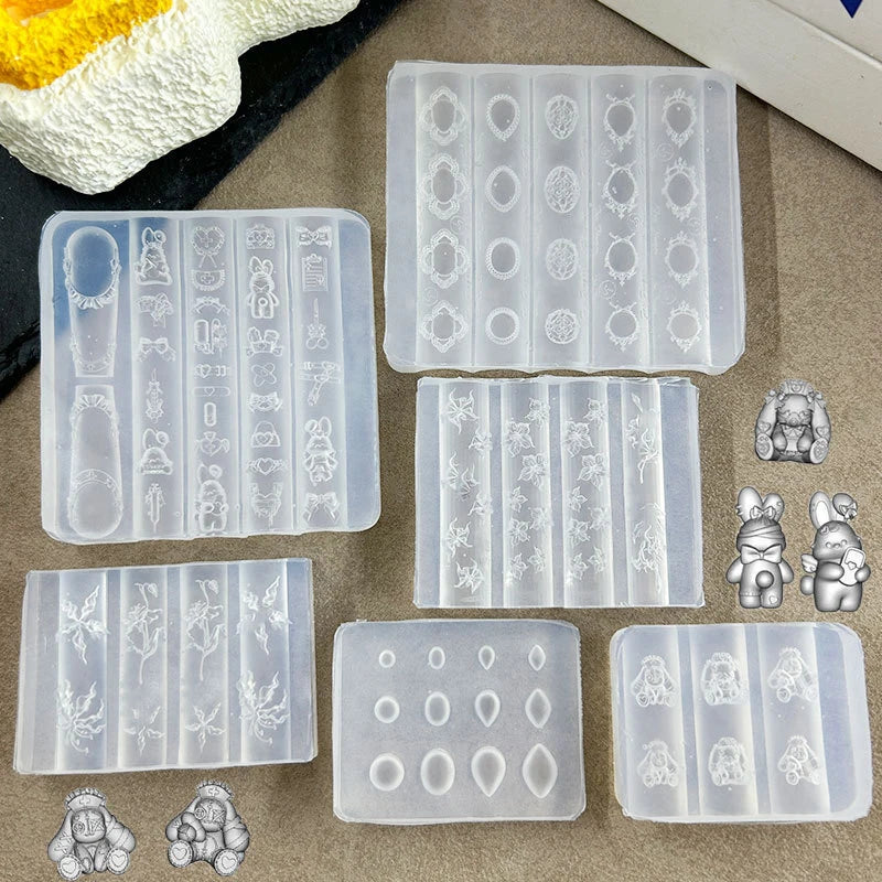 3D Silicone Nail Mold | Cartoon Bow & Rabbit DIY Charms Nail Art Mold QXL