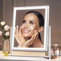 Hollywood Lighted Makeup Mirror | 3-Color Dimmable, 360° Rotation Lighted Vanity Mirror QXL White