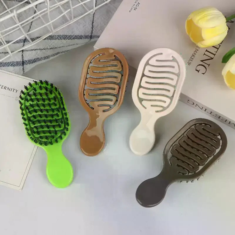 Mini Boar Bristle Detangling Hairbrush & Scalp Massage Comb Boar Bristle Hairbrush QXL