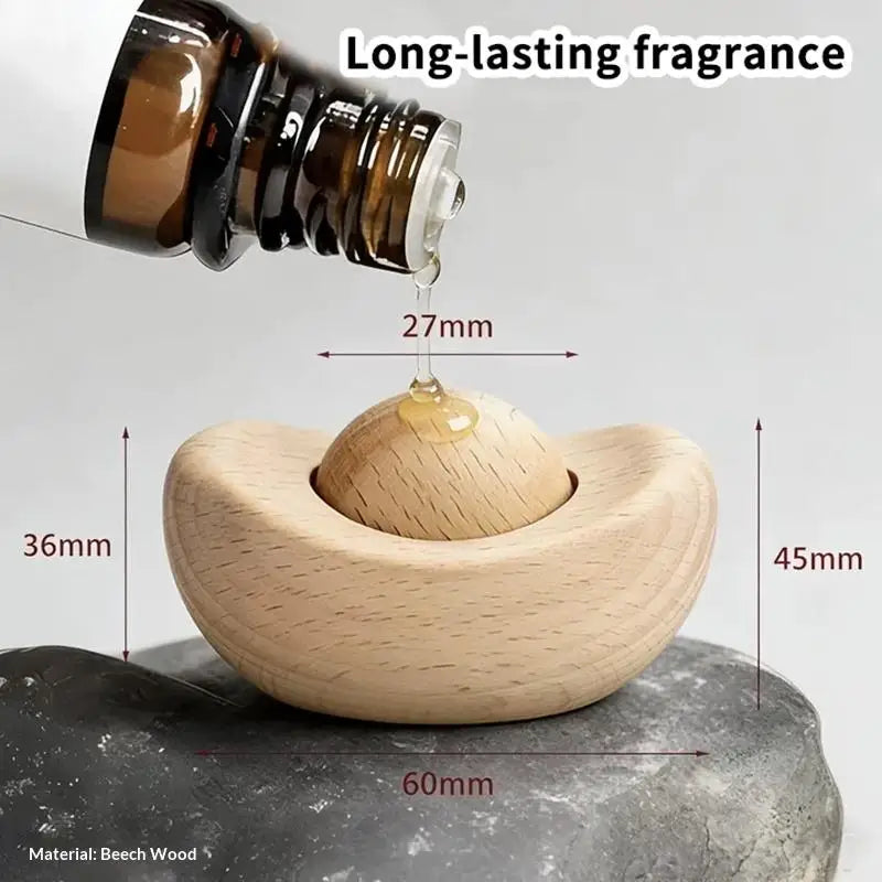 Wooden Ingot Scented Diffuser | Lucky Car & Desk Ornament Wood Essential Oil Diffuser QXL