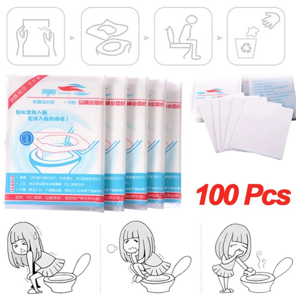 100-Pack Disposable Paper Toilet Seat Covers – Travel & Home Toilet Seat Covers QXL