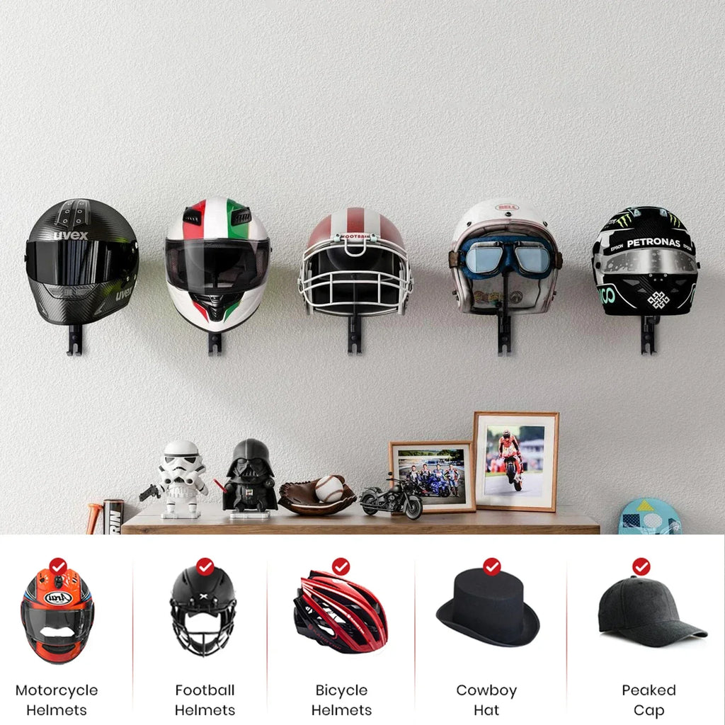 Wall Mount Helmet Holder | 180° Rotating Multi-Hook Rack Helmet Wall Rack QXL