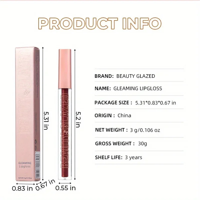 Beauty Glazed Metallic Shimmer Lip Gloss – Waterproof & Long Lasting Metallic Lip Gloss QXL