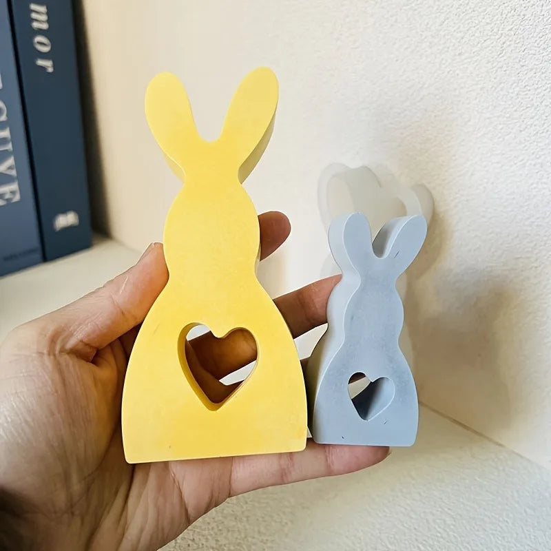 Easter Bunny Heart Silicone Mold – Candle Soap Resin Clay Silicone Craft Mold QXL