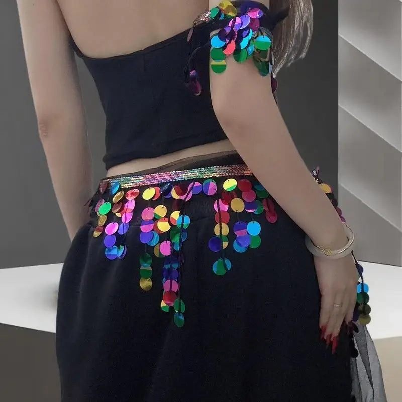 Sequined Tassel Waist Belt | Belly Dance & Hip Hop Chain Dance Waist Belt QXL