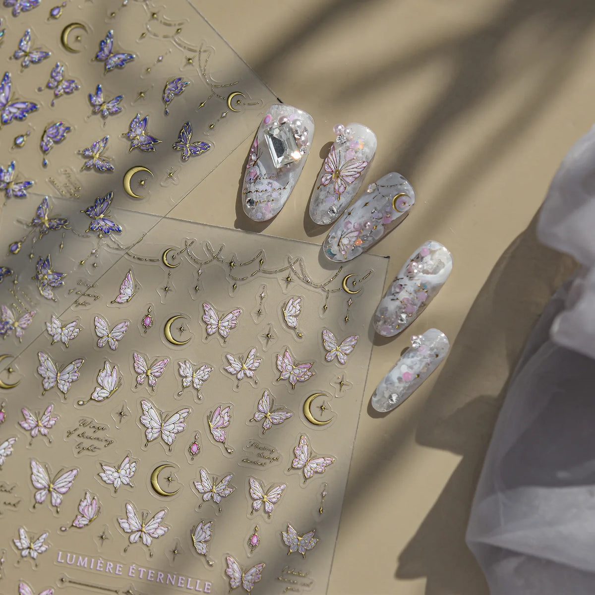 5D Nail Stickers – Dreamy Butterfly Moon Star Decals Nail Art Stickers QXL