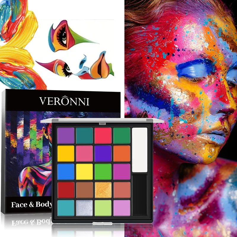 22-Color Face & Body Paint Palette | Halloween Cosplay Party Face & Body Paint QXL