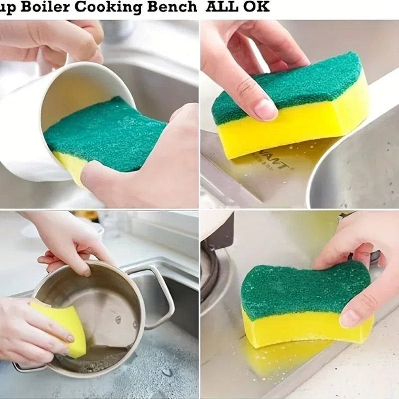 Double-Sided Scratch-Free Kitchen Sponge Pads | 12 & 50 Pack Kitchen Cleaning Sponge QXL