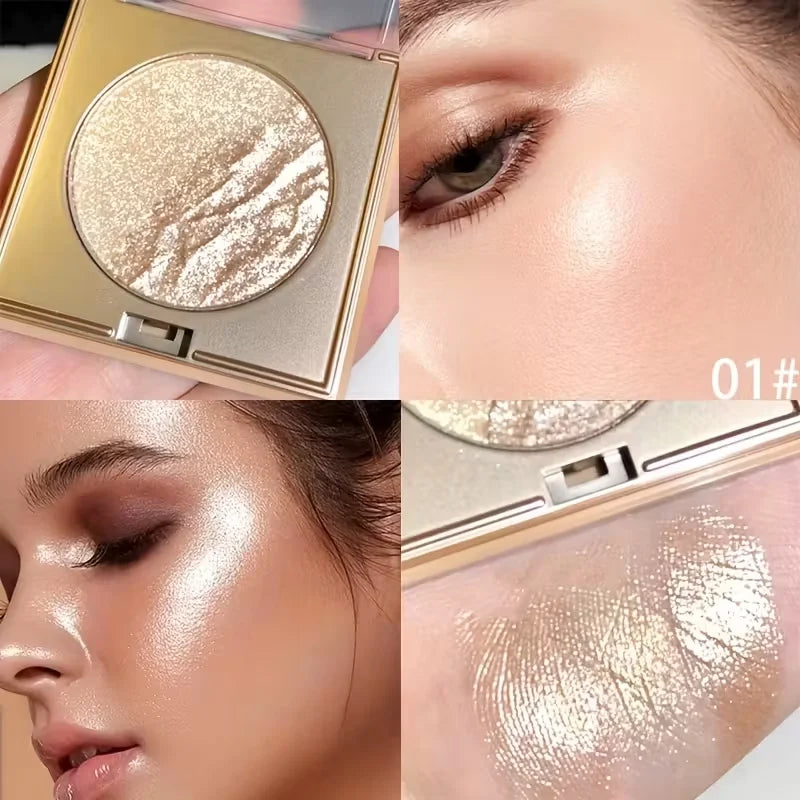 Dual-Color Highlighter & Contour Palette | Pink & Gold Glow Highlighter Palette QXL