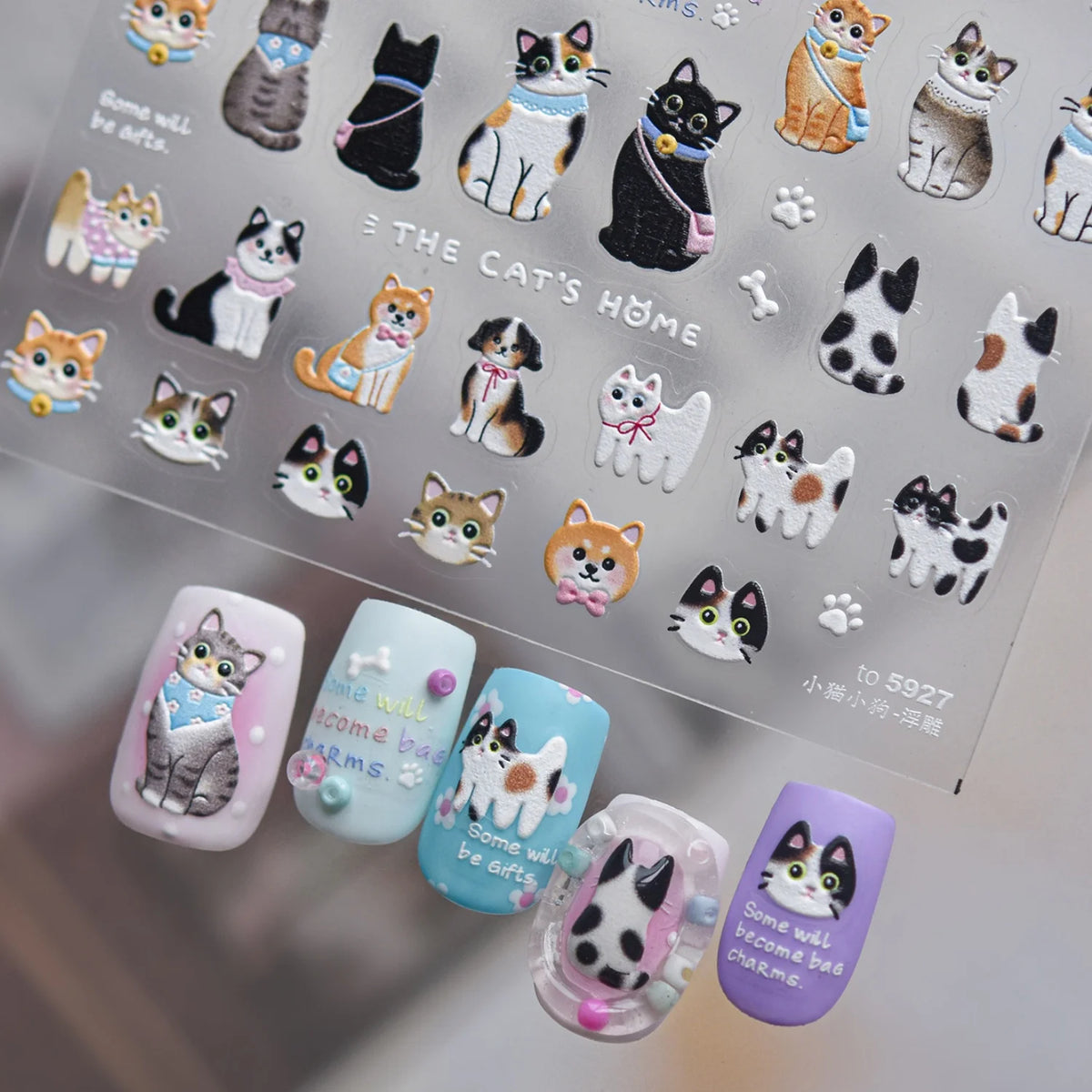 5D Cat & Dog Nail Stickers | Kitten Paw Print Decals Nail Art Stickers QXL