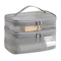 2-Layer Mesh Travel Cosmetic Organizer Bag | Foldable Makeup Pouch Travel Cosmetic Bag QXL B