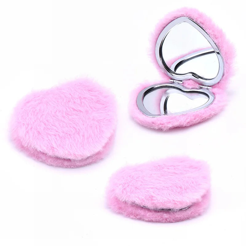 Double-Sided Magnifying Compact Pocket Mirror | Faux Fur Folding Compact Makeup Mirror QXL Default Title
