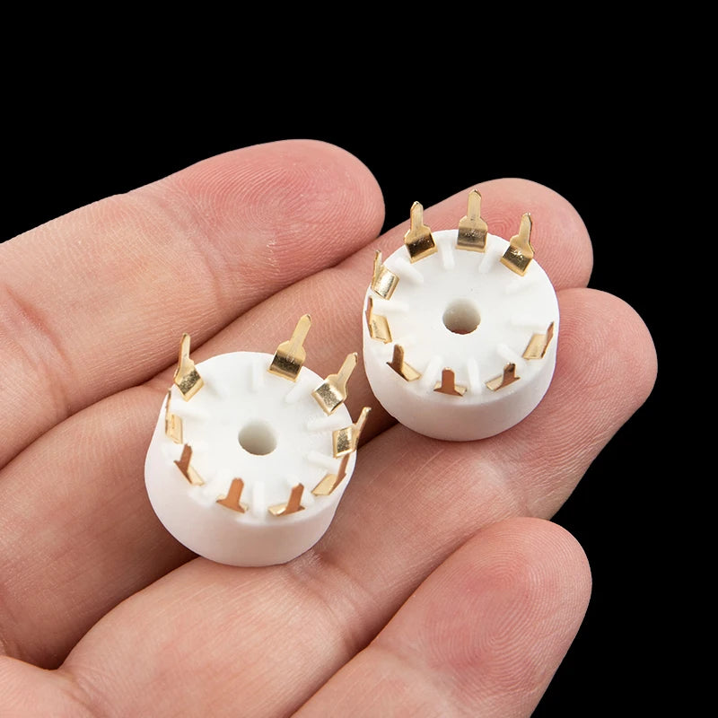 5-Pack Ceramic 9-Pin B9A PCB Tube Socket | 12AX7 12AT7 HiFi Vacuum Tube Socket QXL GZC9-A