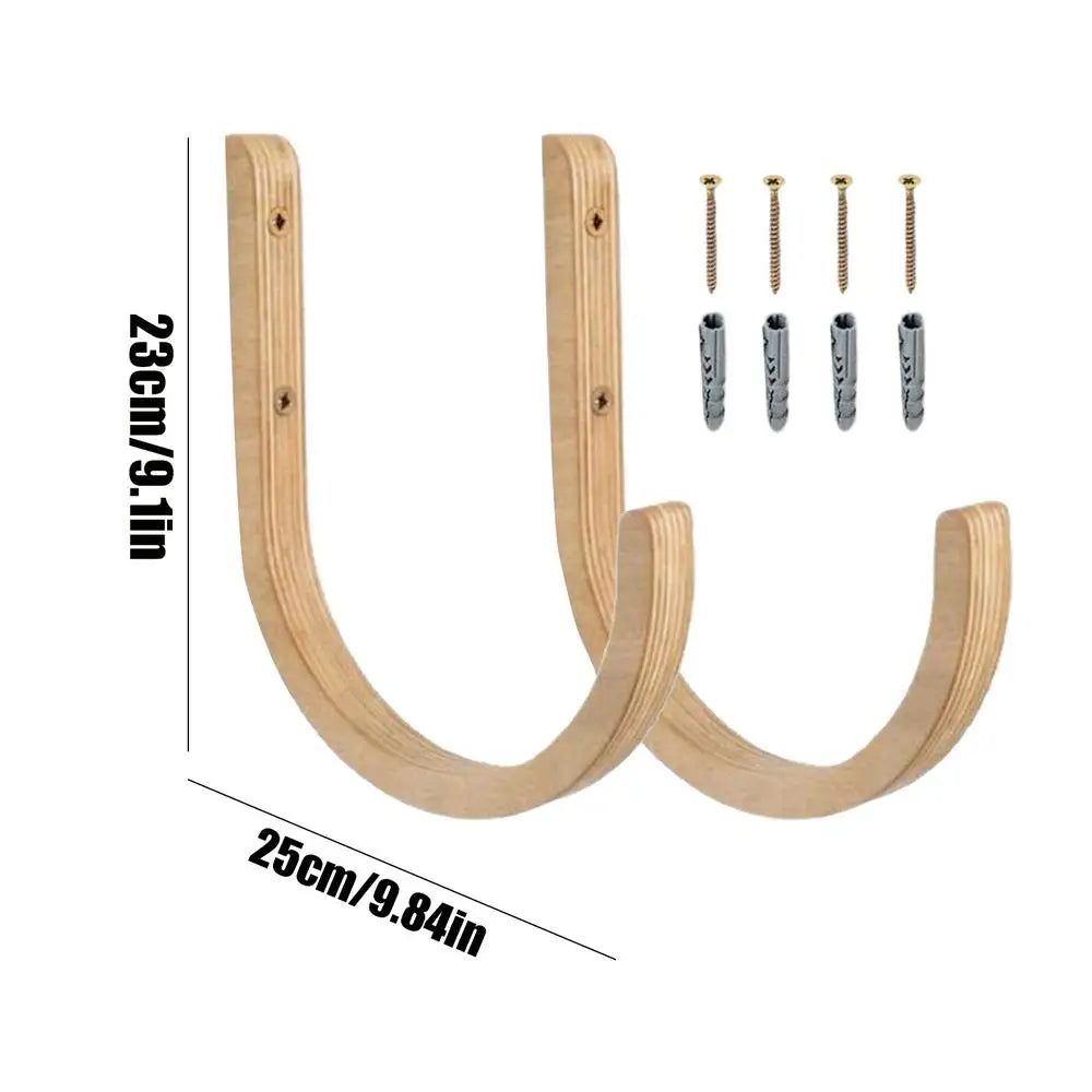 Wooden Yoga Mat Wall Mount Holders 2-Pack | U-Shape Rack Yoga Mat Storage Rack QXL set