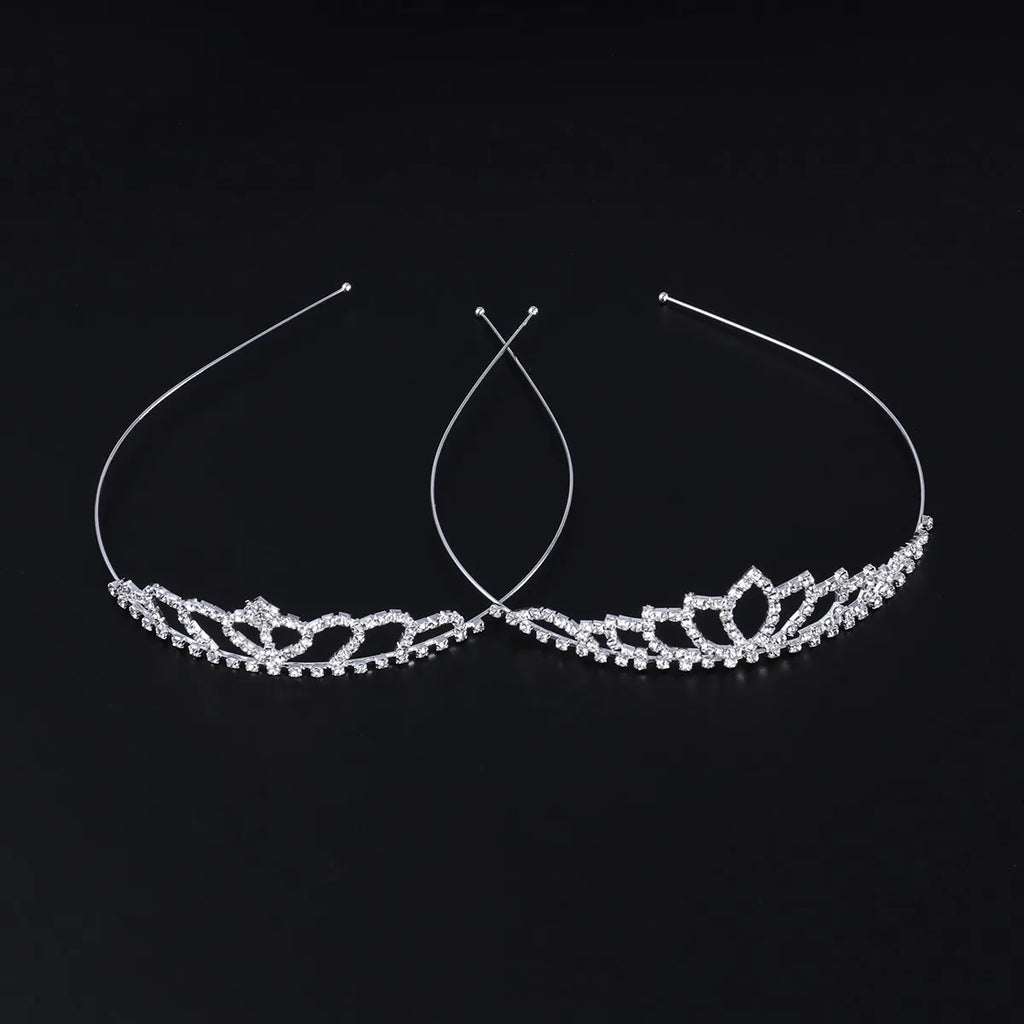 2-Pack Rhinestone Heart Tiara Crown | Wedding & Prom Headband Bridal Tiara Crown QXL Default Title