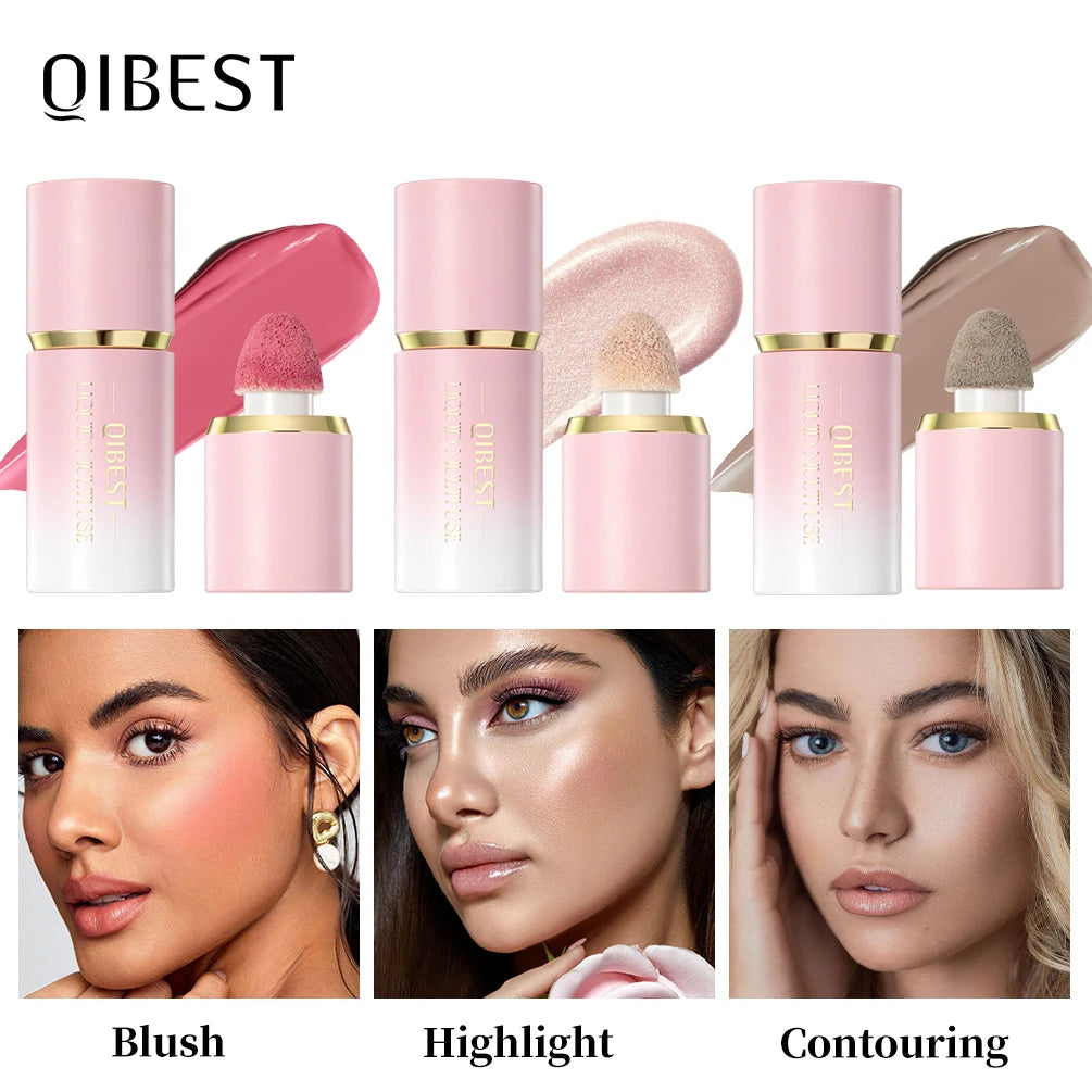 QiBest 3-in-1 Liquid Blush Highlighter & Contour Stick Liquid Blush Stick QXL
