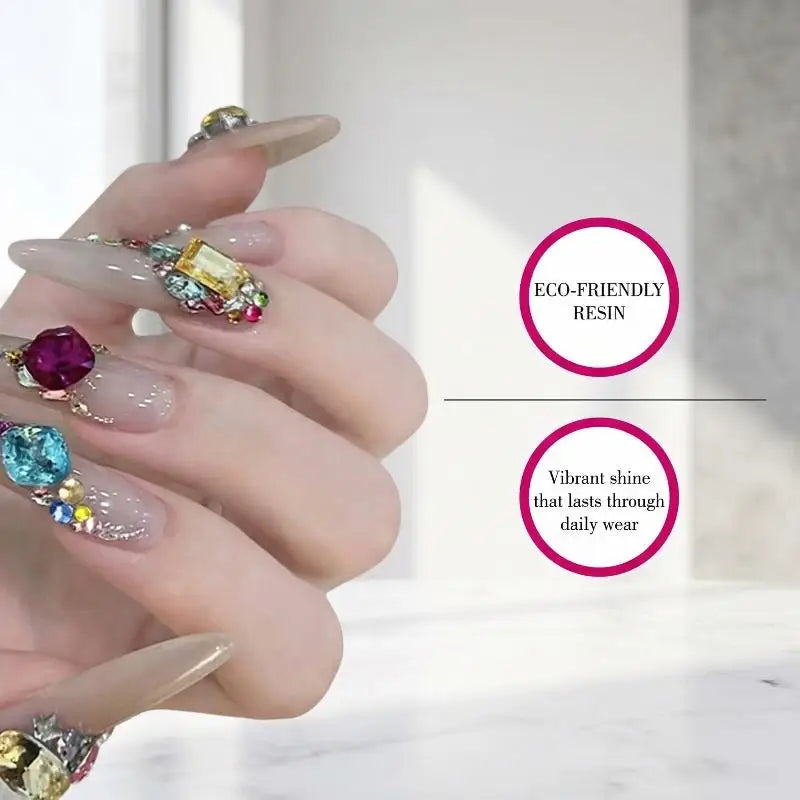 12-Grid Flat Back Rhinestone Nail Art Decoration Box Set Nail Art Rhinestones QXL