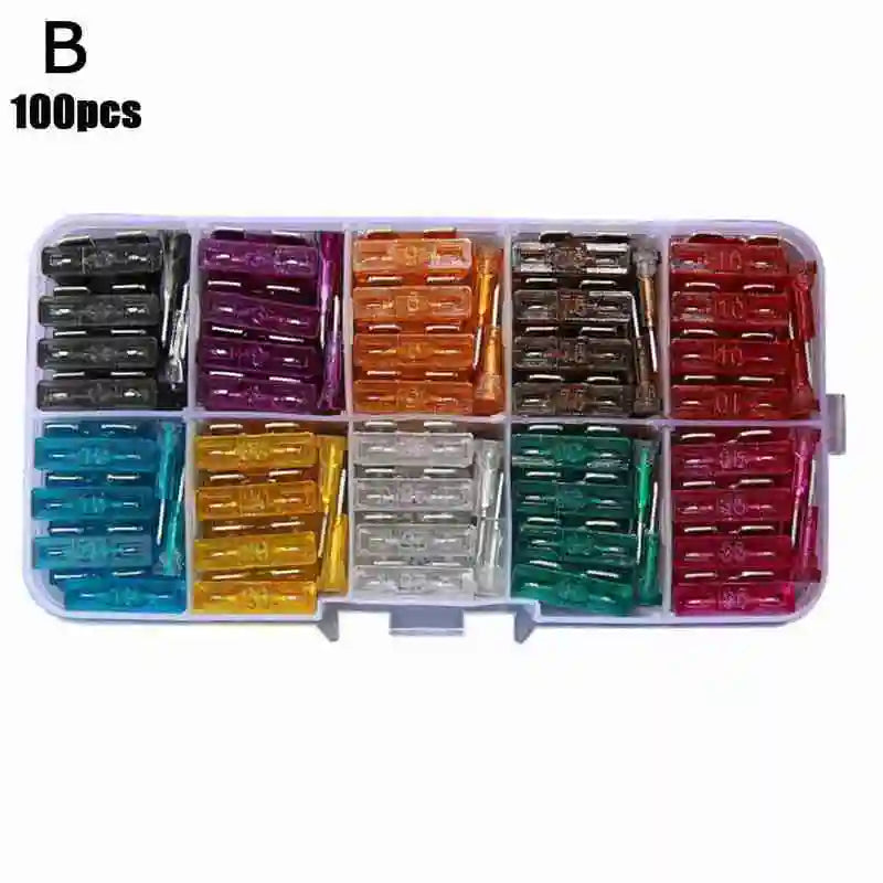 50/100-Pack Mini Blade Fuse Assortment Kit 2A–35A Car Boat Automotive Fuse Kit QXL 100PCS