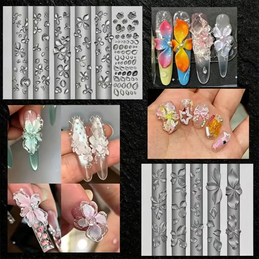 3D Flower Silicone Nail Art Mold | Bowknot Carving Template Nail Art Mold QXL