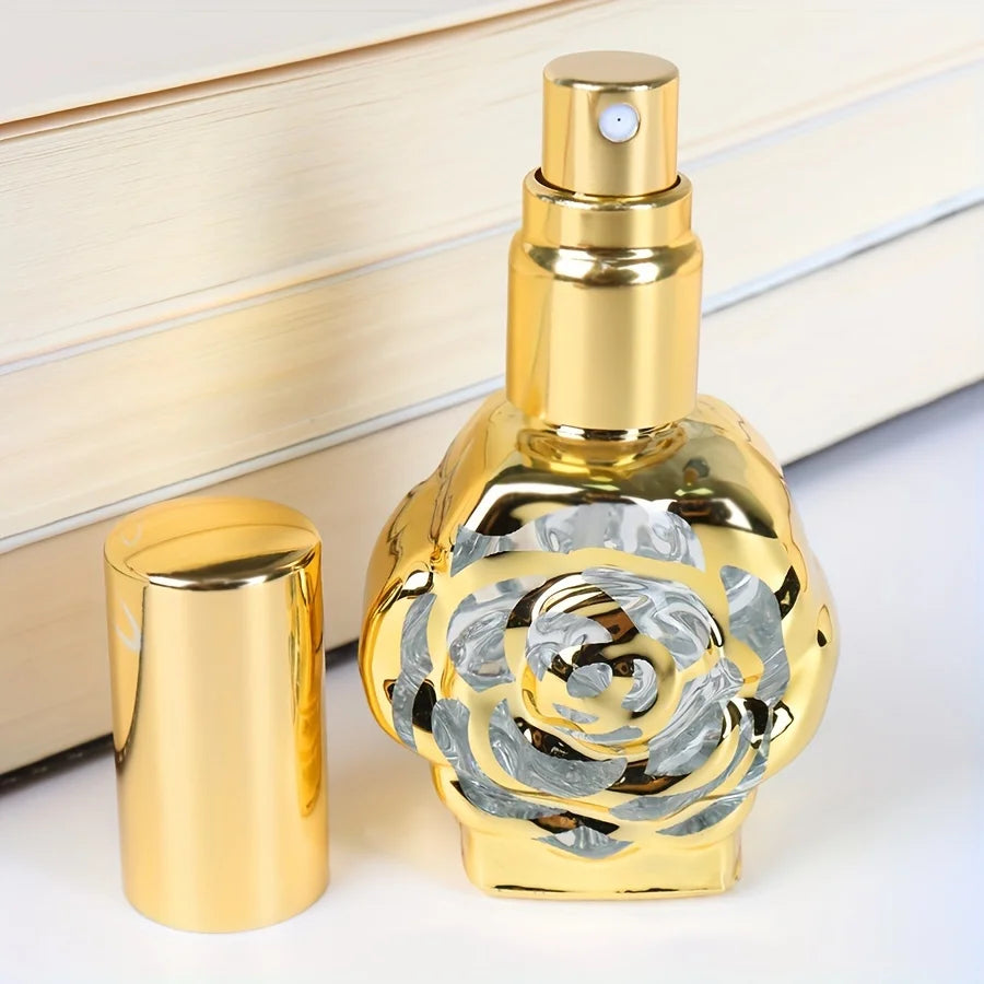 Gold Rose Glass Perfume Atomizer | BPA-Free Refillable Travel Sprayer Perfume Atomizer QXL