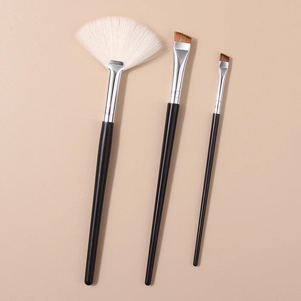KOSSHOW 3-Pc Makeup Brush Set | Fan, Brow & Eyeliner Makeup Brush Set QXL