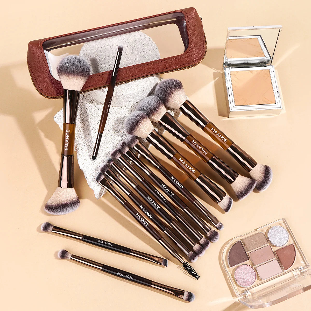 MAANGE 13-Piece Makeup Brush Set with Storage Bag Makeup Brush Set QXL
