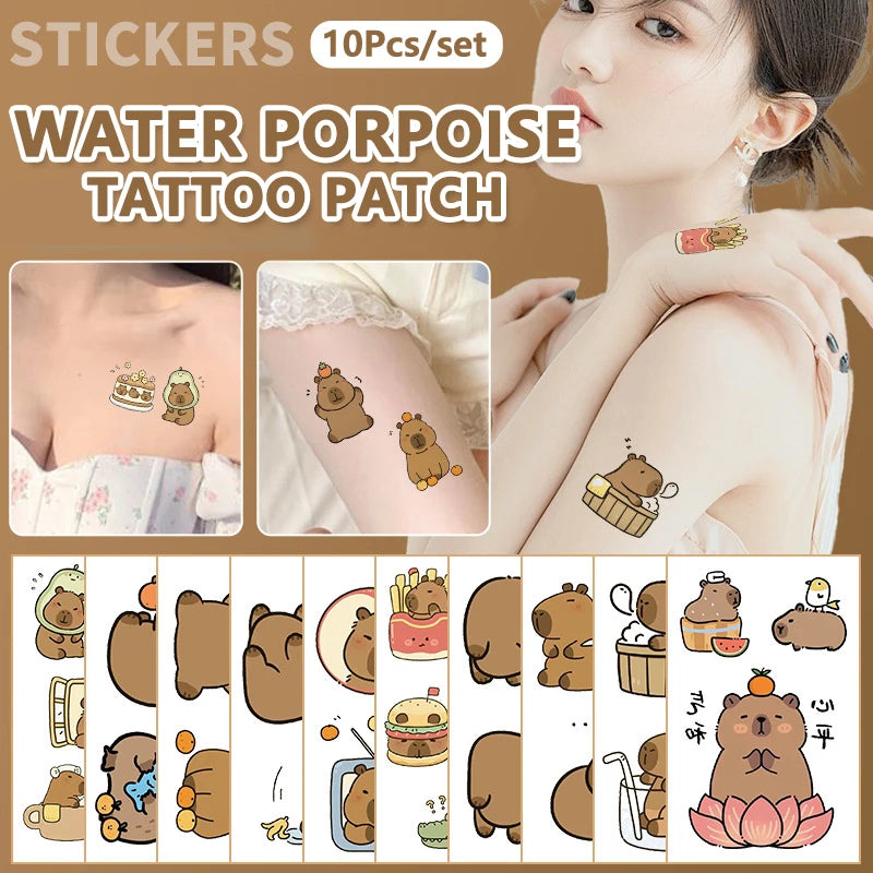 10-Sheet Capybara Temporary Tattoos for Kids | Party Favors Temporary Tattoo Stickers QXL