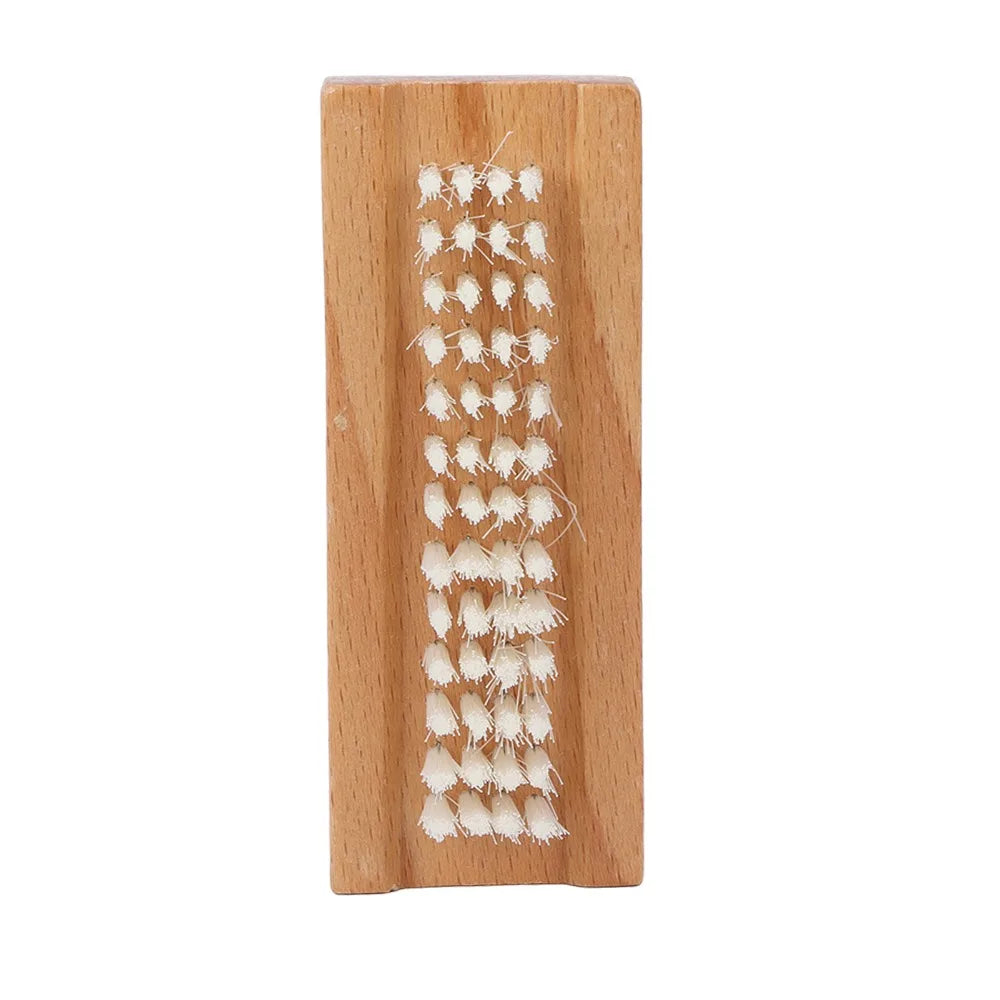 Wooden Double-Sided Nail Brush | Nylon Bristles Manicure Nail Cleaning Brush QXL