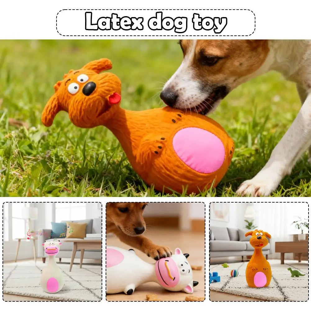 Latex Squeaky Dog Toy – Cartoon Animal Chew & Fetch Toy Squeaky Dog Toy QXL