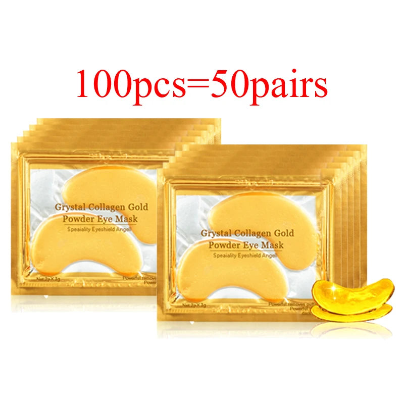 50-Pair Gold Collagen Eye Masks – Hydrating Anti-Aging Patches Eye Mask Patches QXL 100pcs(50pairs)