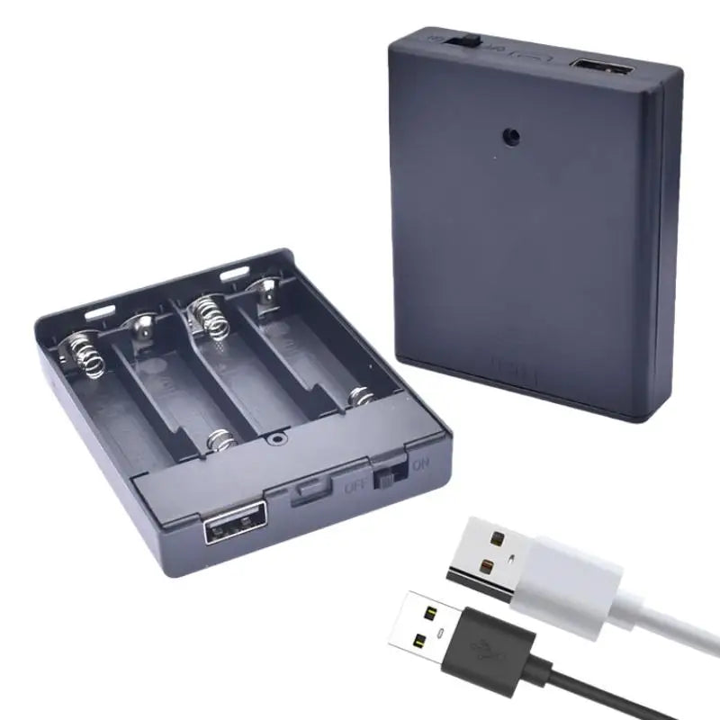 4AA Battery Holder Box with USB Output for LED Strip Lights Battery Holder Case QXL
